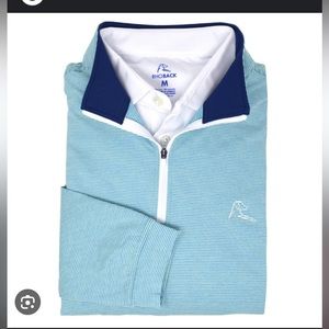 Rhoback “The Sea Dog” Qzip. Color is heathered light blue and light green stripe